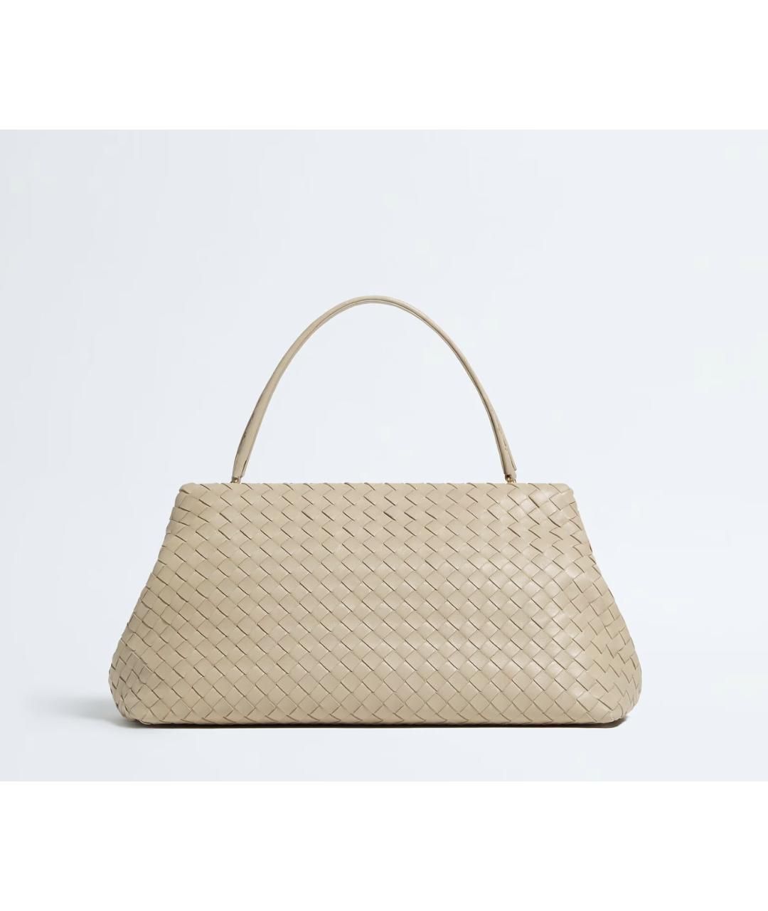 BOTTEGA VENETA Бежевая кожаная сумка с короткими ручками, фото 4