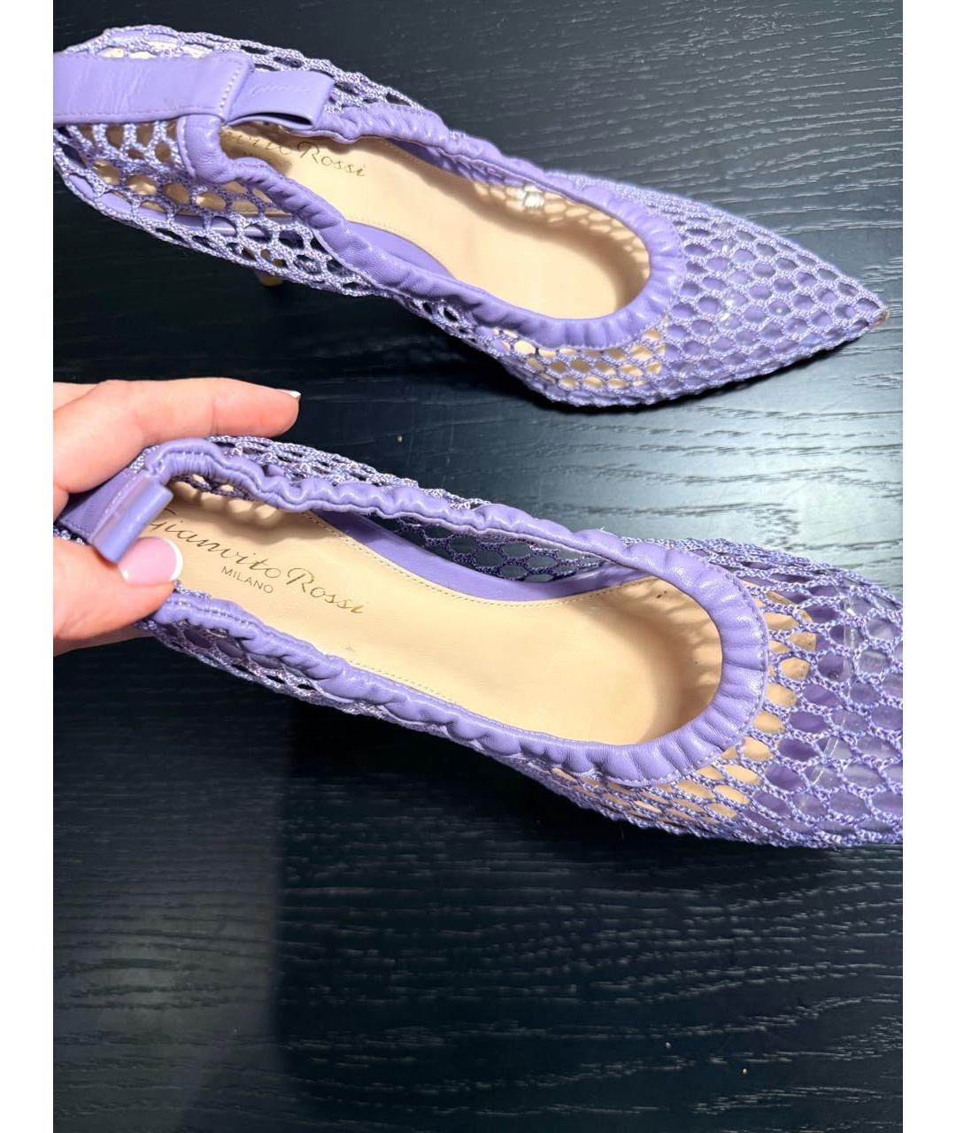 GIANVITO ROSSI Фиолетовые текстильные туфли, фото 6