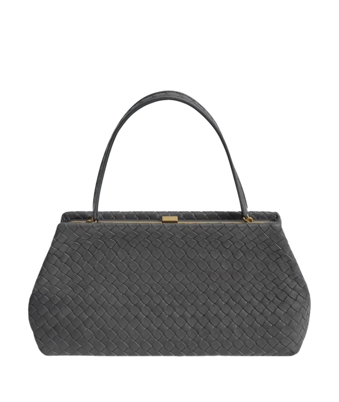 BOTTEGA VENETA Серая кожаная сумка с короткими ручками, фото 1