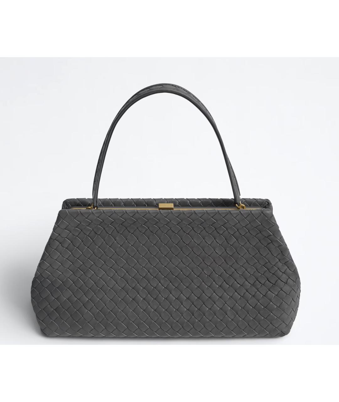 BOTTEGA VENETA Серая кожаная сумка с короткими ручками, фото 4