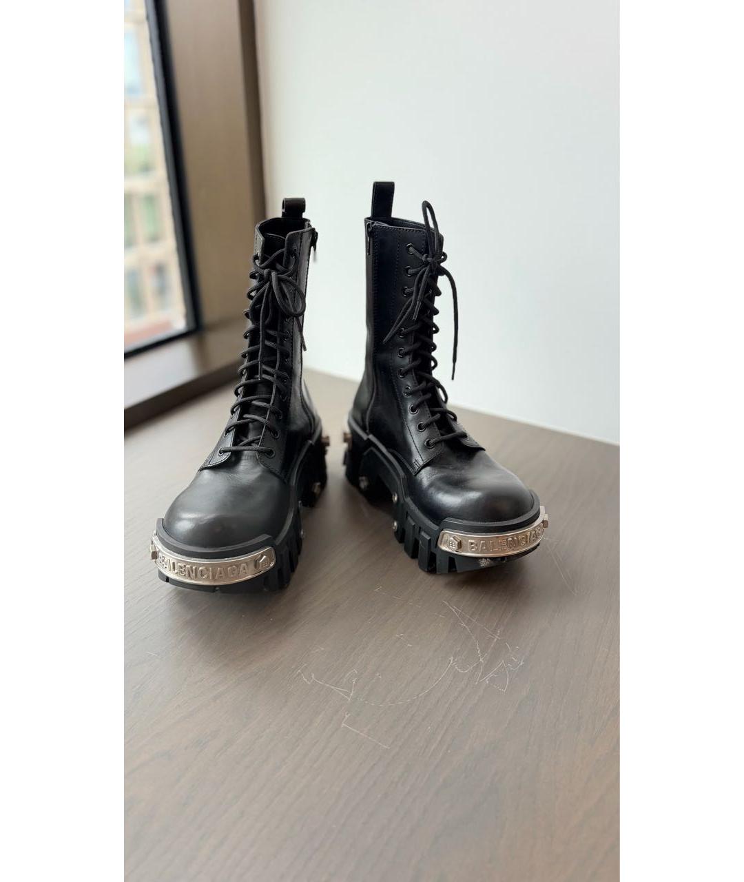 BALENCIAGA Черные кожаные ботинки, фото 2