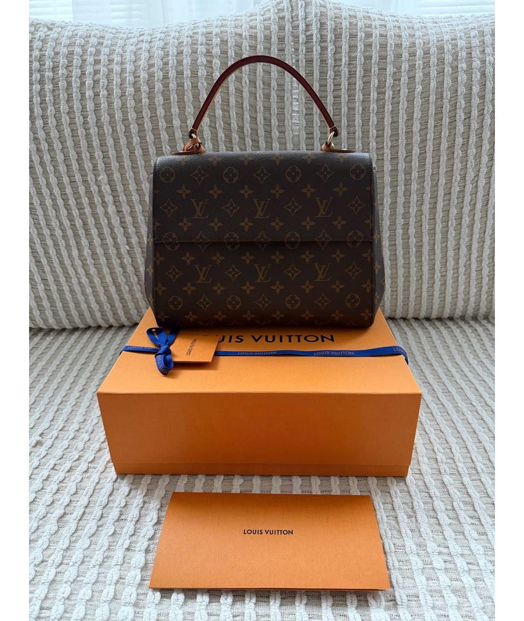 LOUIS VUITTON Коричневая сумка с короткими ручками из канвы, фото 8