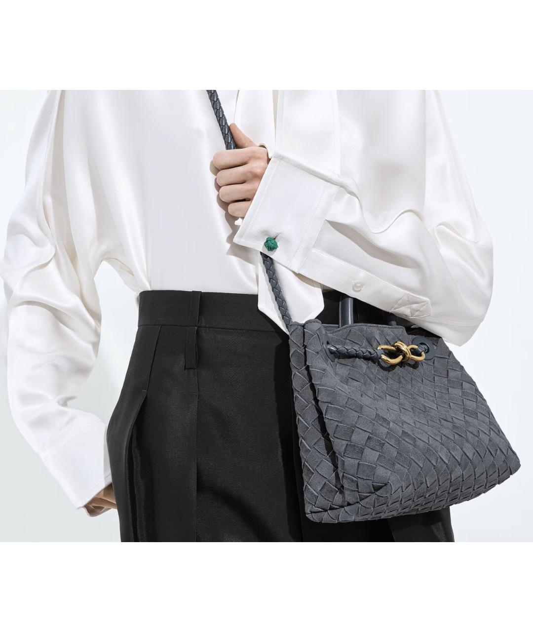 BOTTEGA VENETA Серая замшевая сумка через плечо, фото 2
