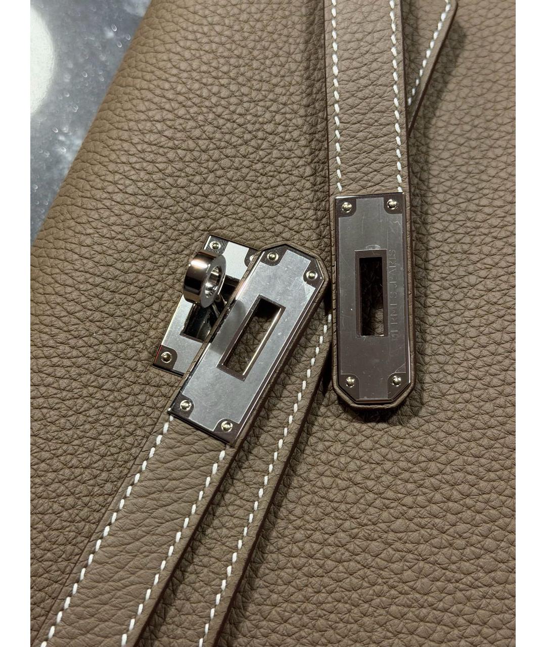 HERMES Бежевая кожаная барсетка, фото 5