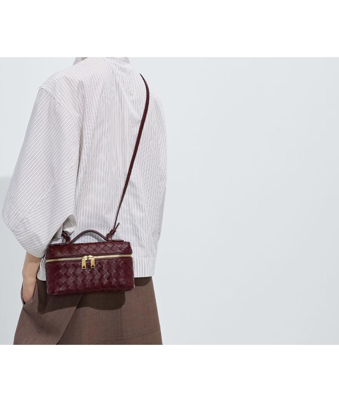 BOTTEGA VENETA Бордовая кожаная сумка через плечо, фото 2