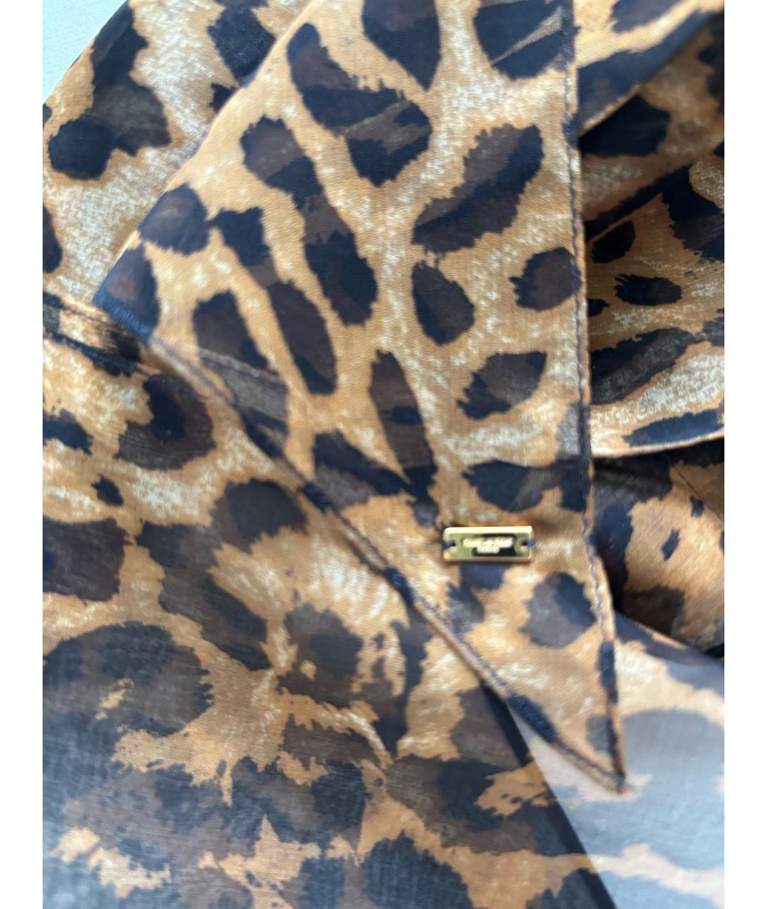 SAINT LAURENT Коричневый шелковый платок, фото 6