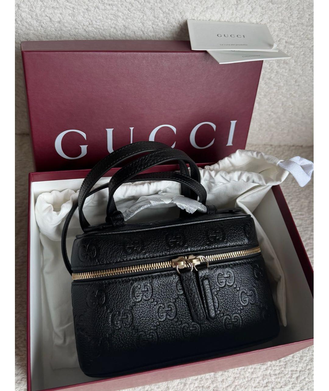 GUCCI Черная кожаная сумка через плечо, фото 3