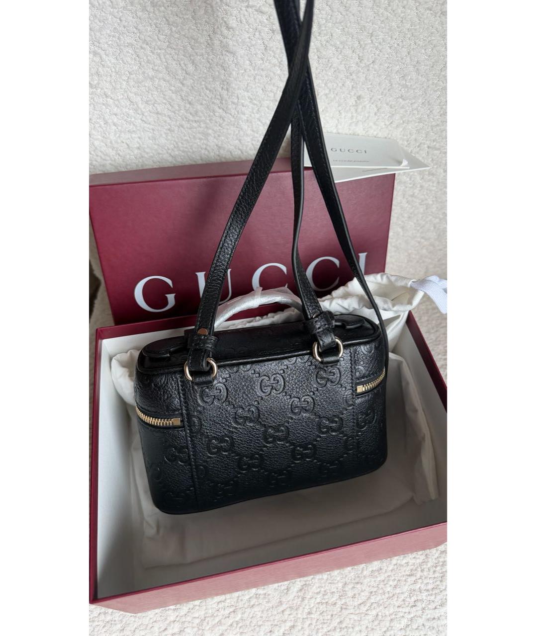 GUCCI Черная кожаная сумка через плечо, фото 4