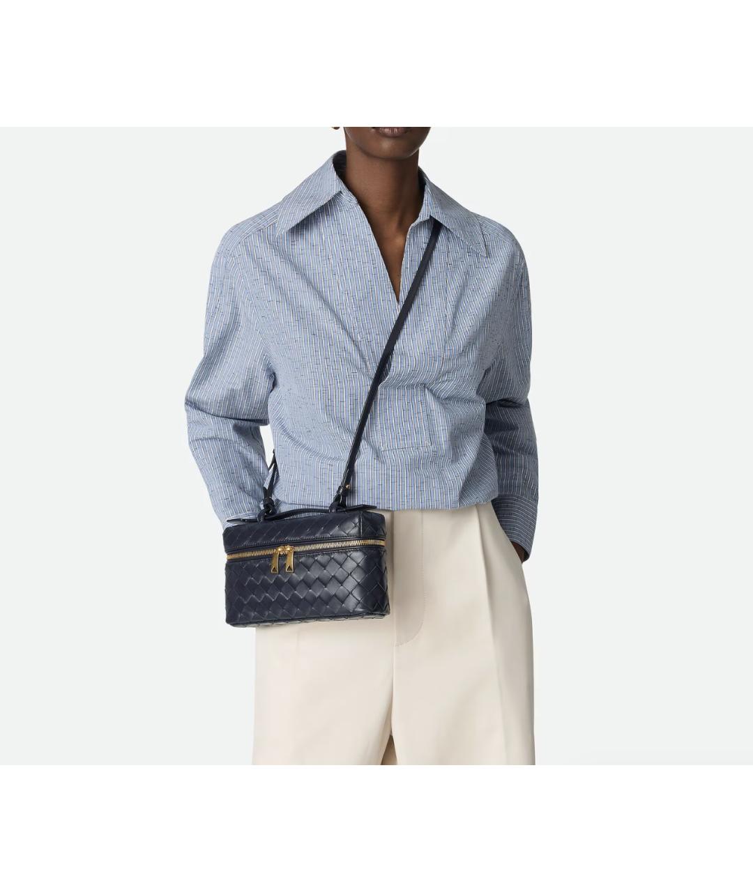 BOTTEGA VENETA Темно-синяя кожаная сумка через плечо, фото 2