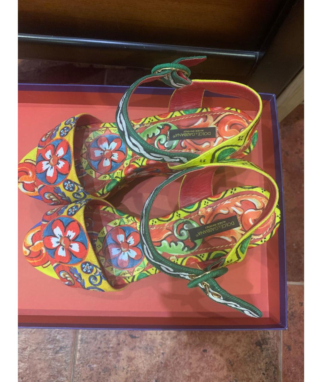 DOLCE&GABBANA Мульти текстильные босоножки, фото 2