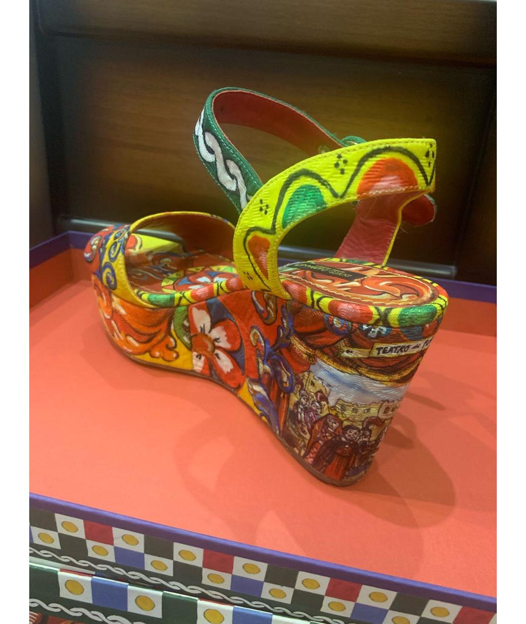DOLCE&GABBANA Мульти текстильные босоножки, фото 6