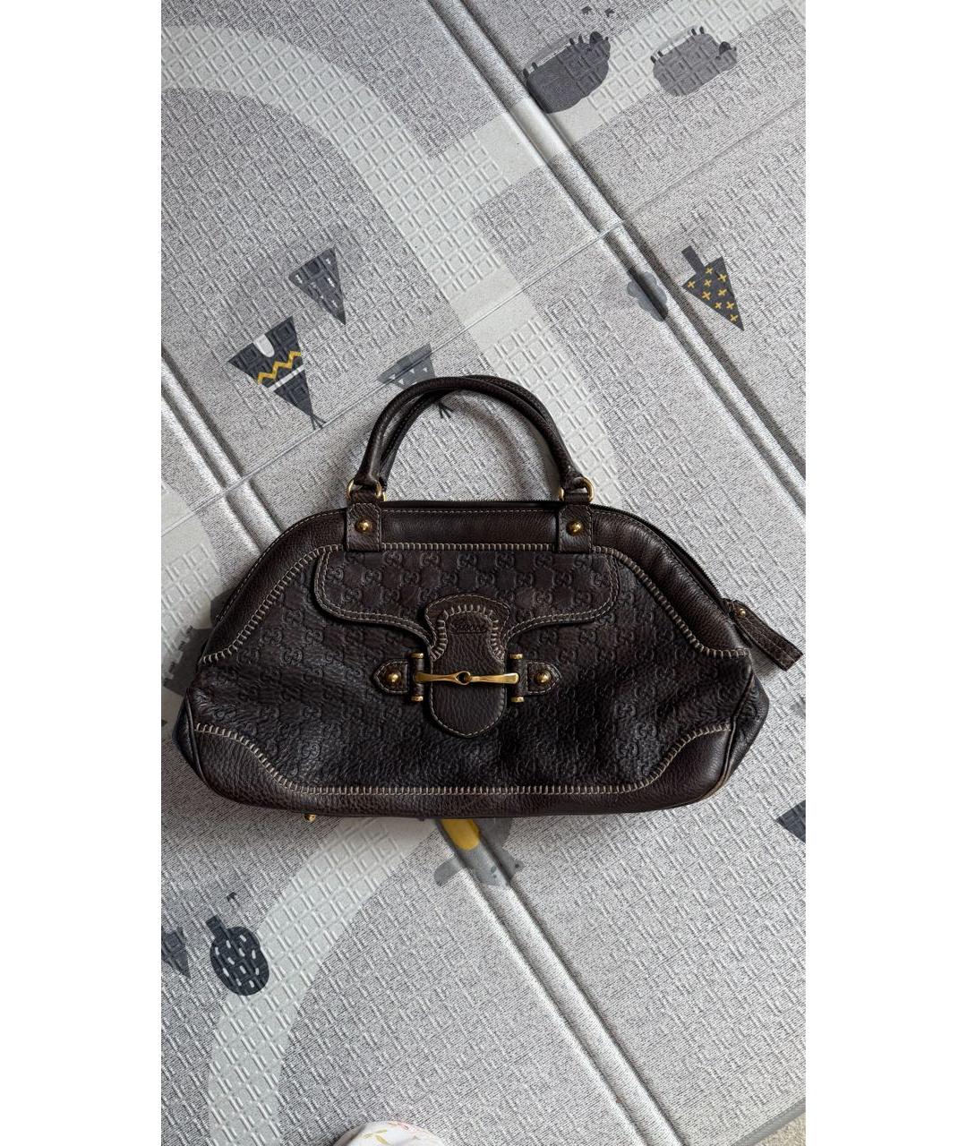 GUCCI Коричневая кожаная сумка с короткими ручками, фото 3