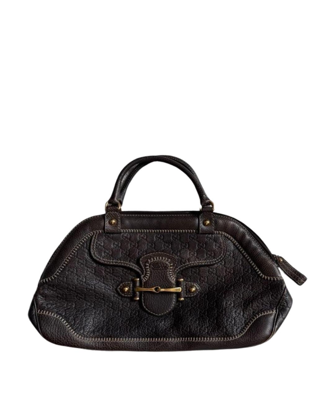GUCCI Коричневая кожаная сумка с короткими ручками, фото 1