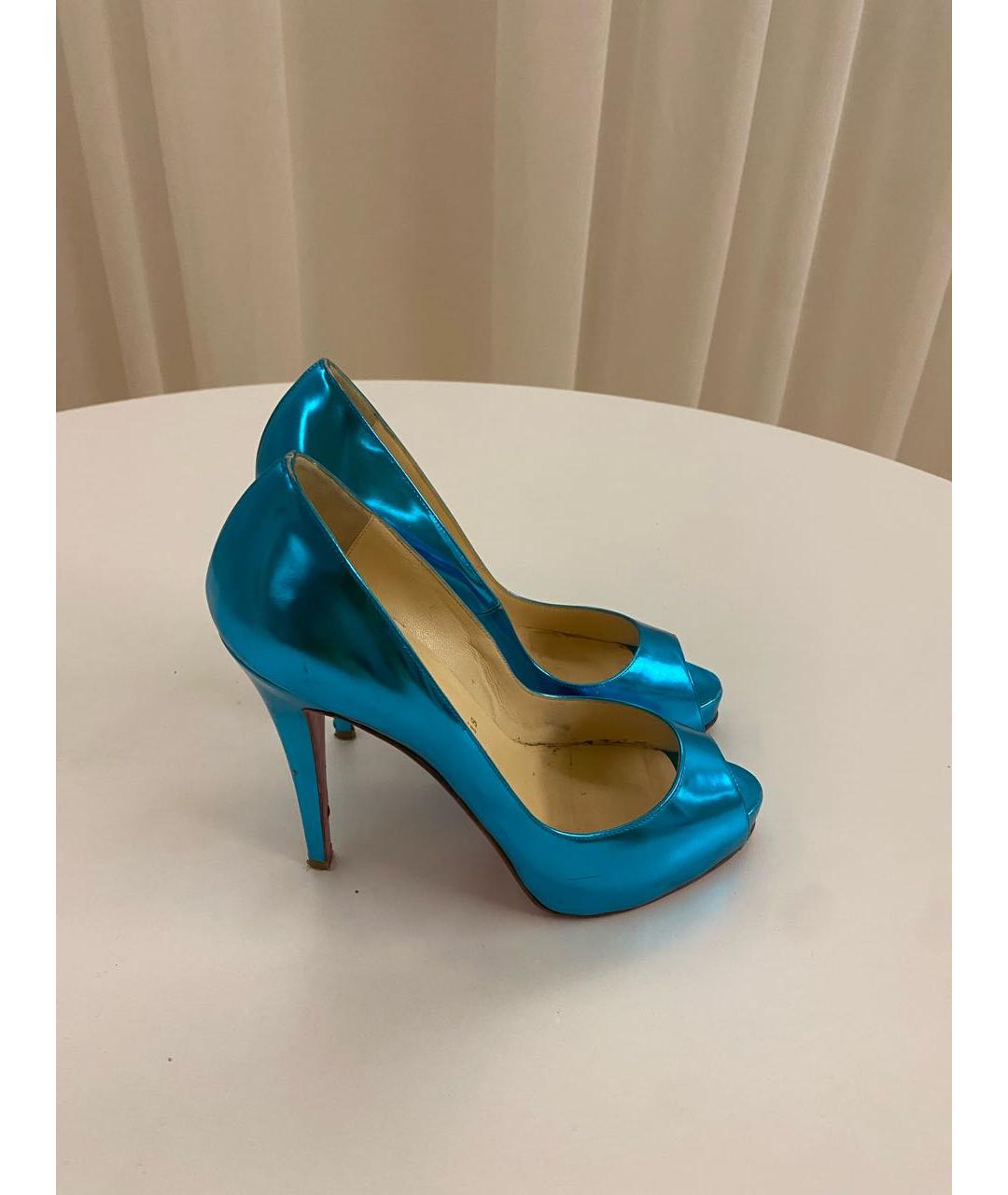 CHRISTIAN LOUBOUTIN Бирюзовые кожаные туфли, фото 3