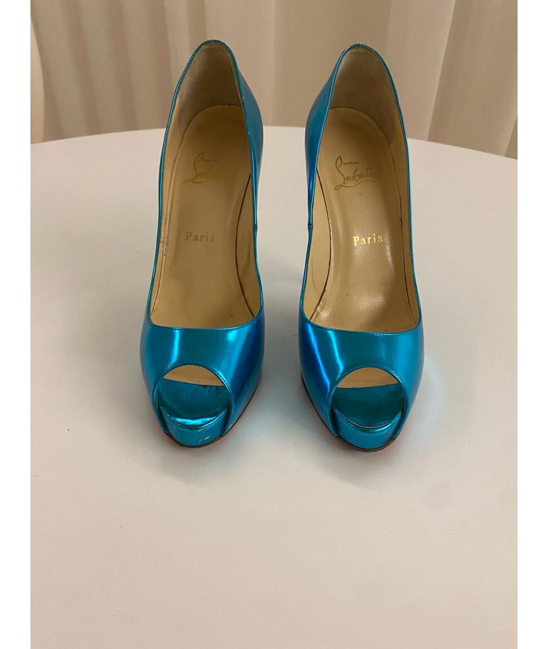CHRISTIAN LOUBOUTIN Бирюзовые кожаные туфли, фото 2
