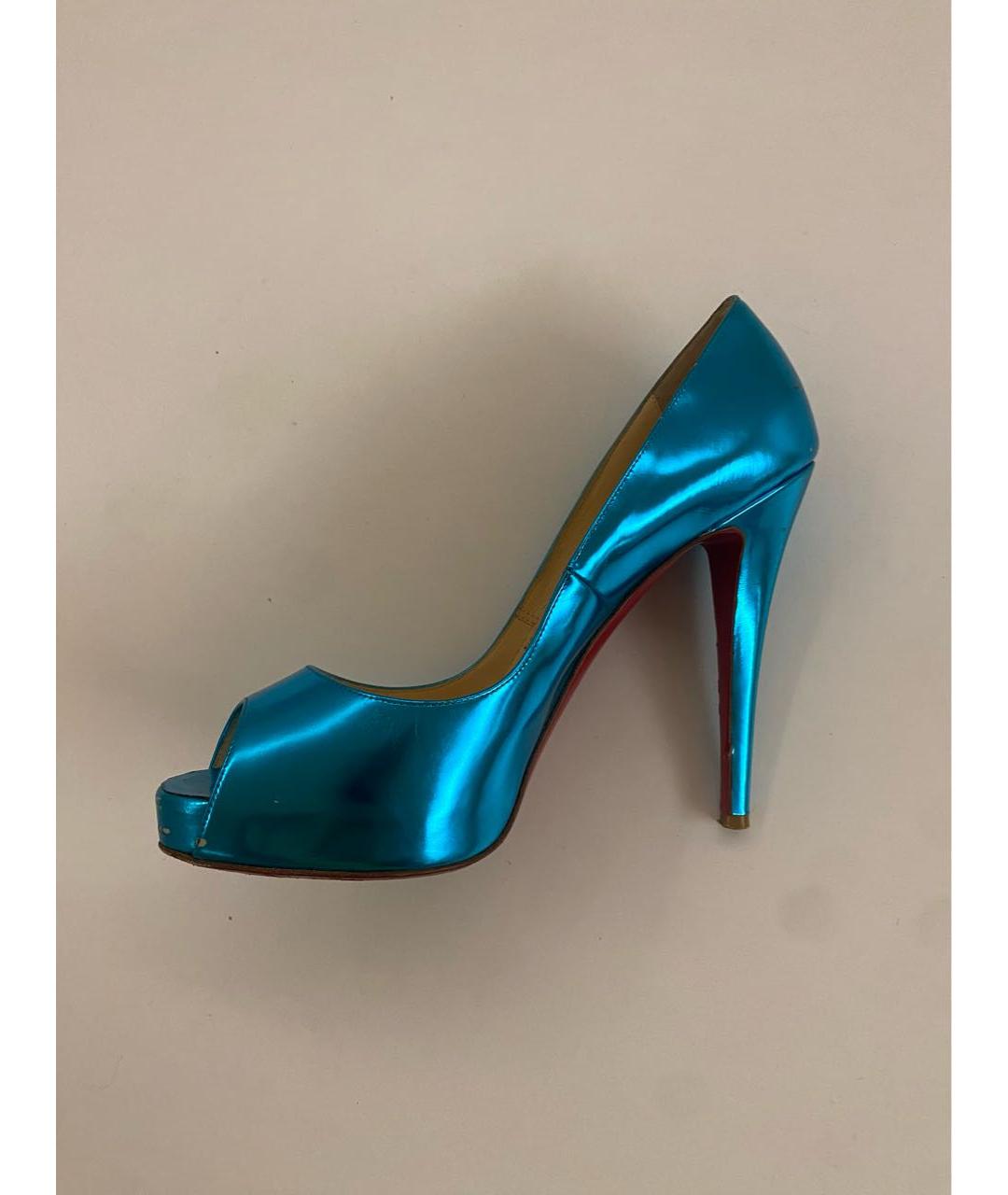 CHRISTIAN LOUBOUTIN Бирюзовые кожаные туфли, фото 4