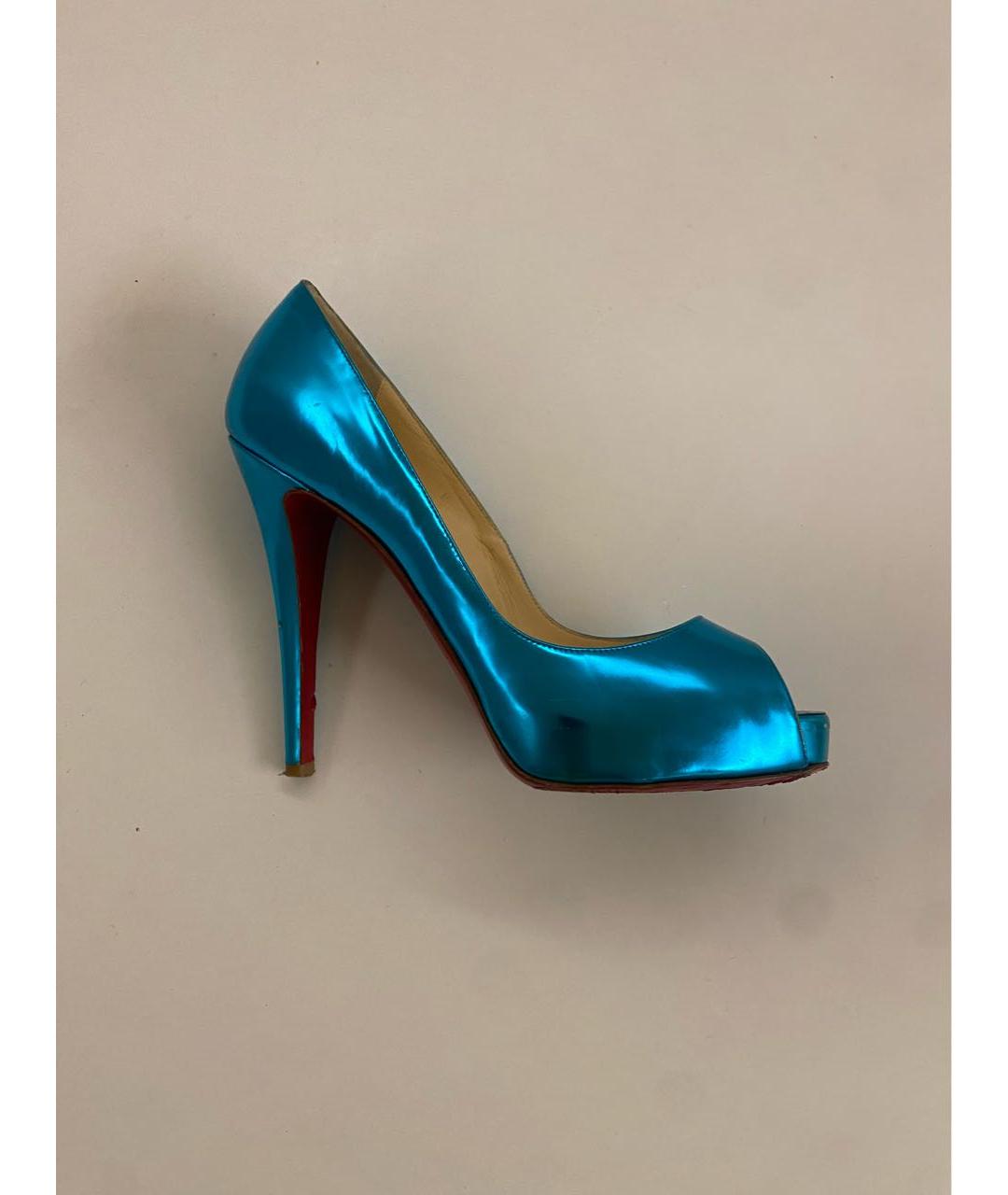 CHRISTIAN LOUBOUTIN Бирюзовые кожаные туфли, фото 5