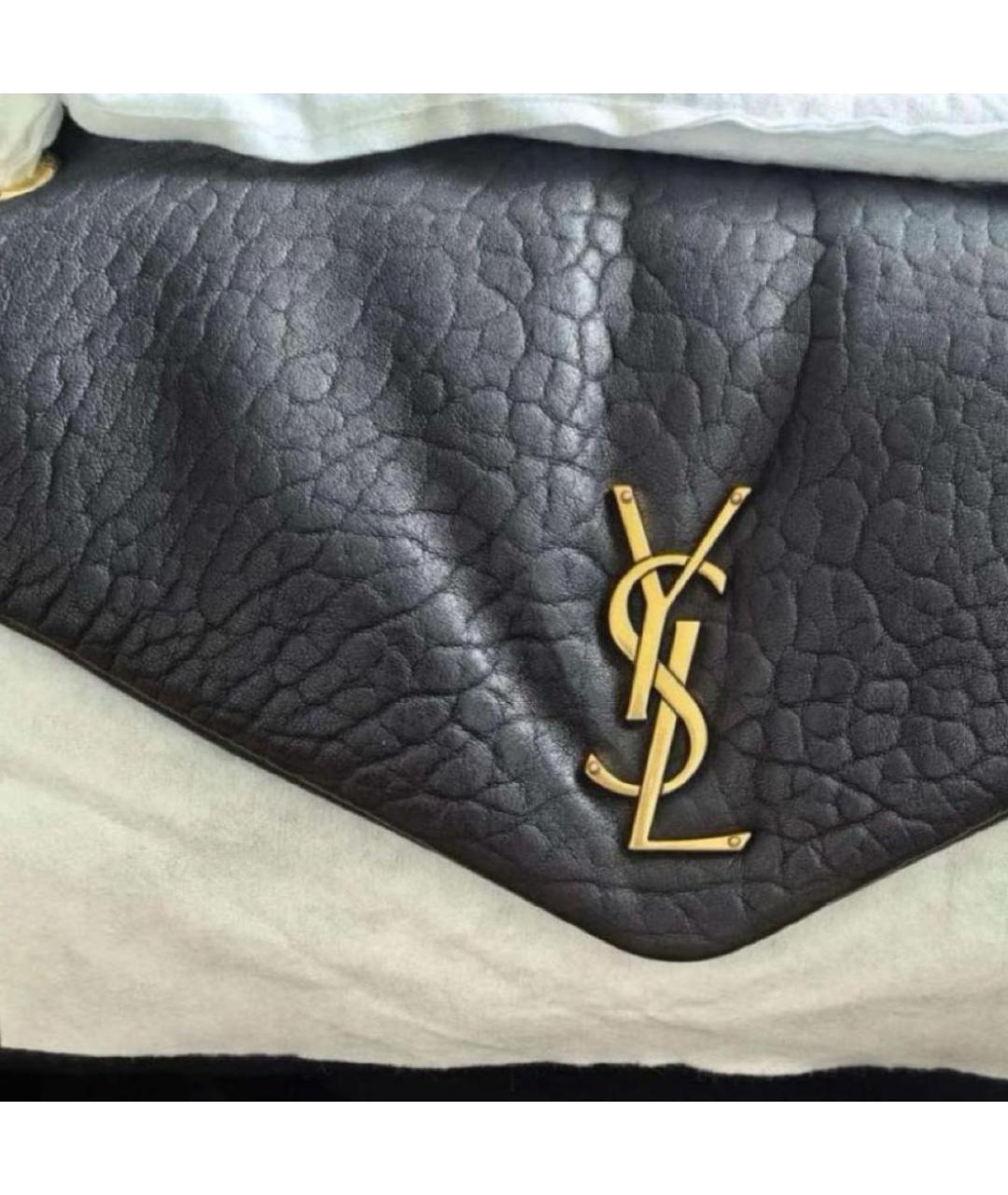 SAINT LAURENT Черная кожаная сумка через плечо, фото 3
