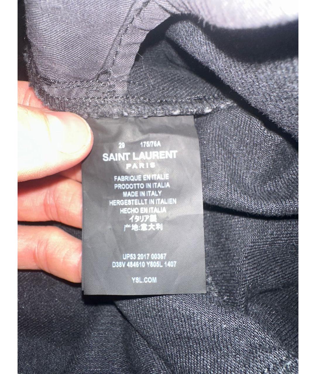SAINT LAURENT Черные хлопковые джинсы скинни, фото 5