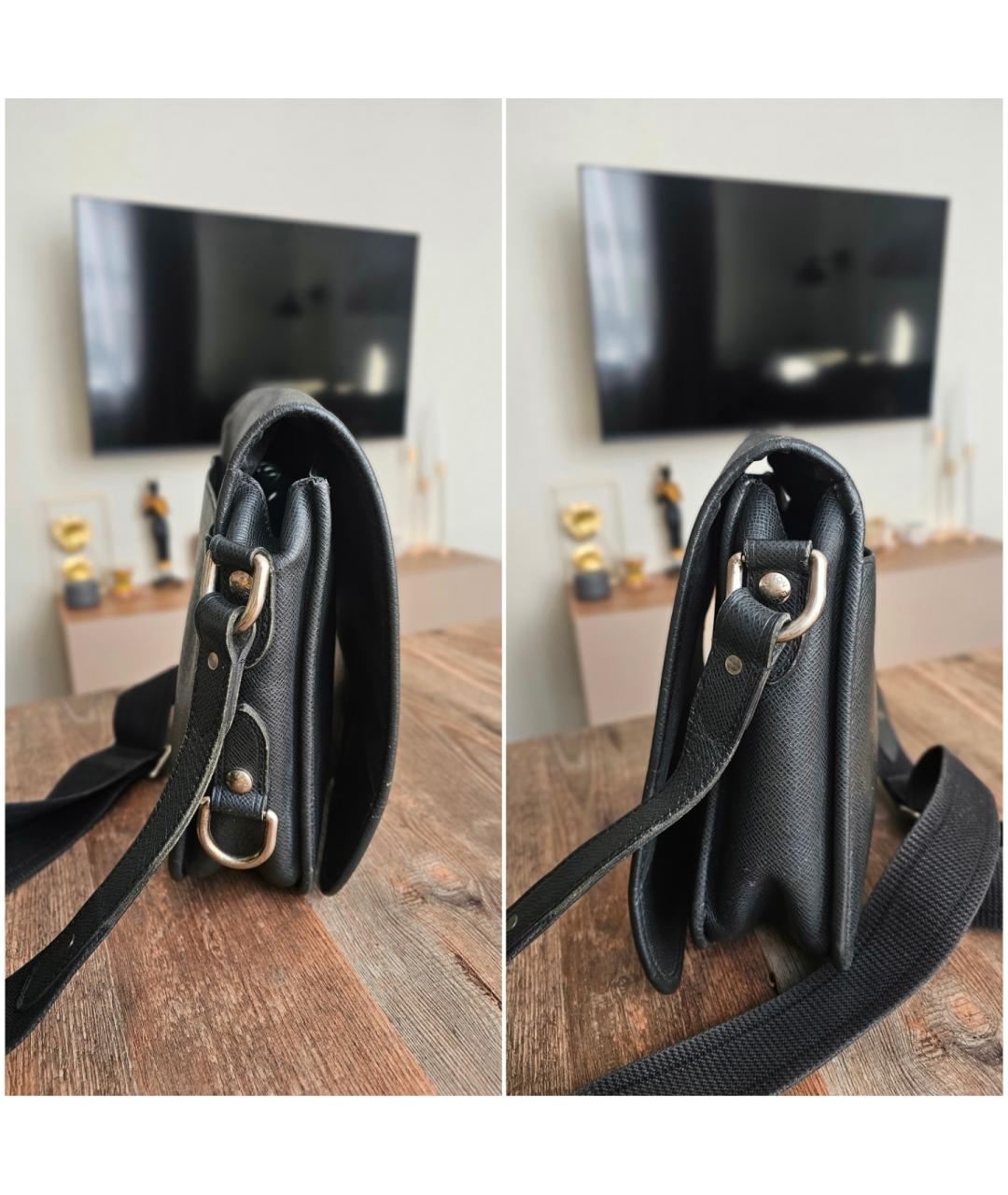 LOUIS VUITTON Черная кожаная сумка на плечо, фото 4