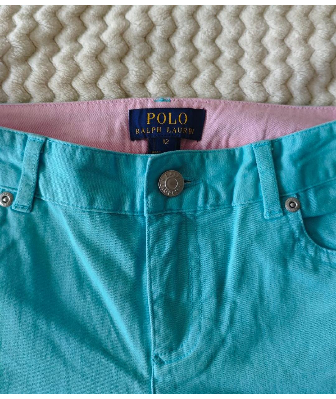 POLO RALPH LAUREN Бирюзовые хлопковые детские джинсы, фото 4