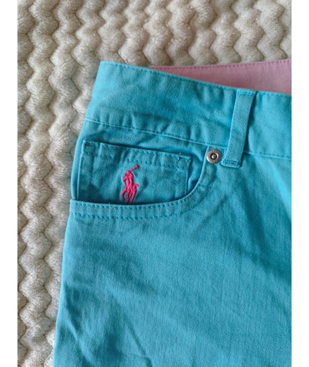 POLO RALPH LAUREN Бирюзовые хлопковые детские джинсы, фото 2