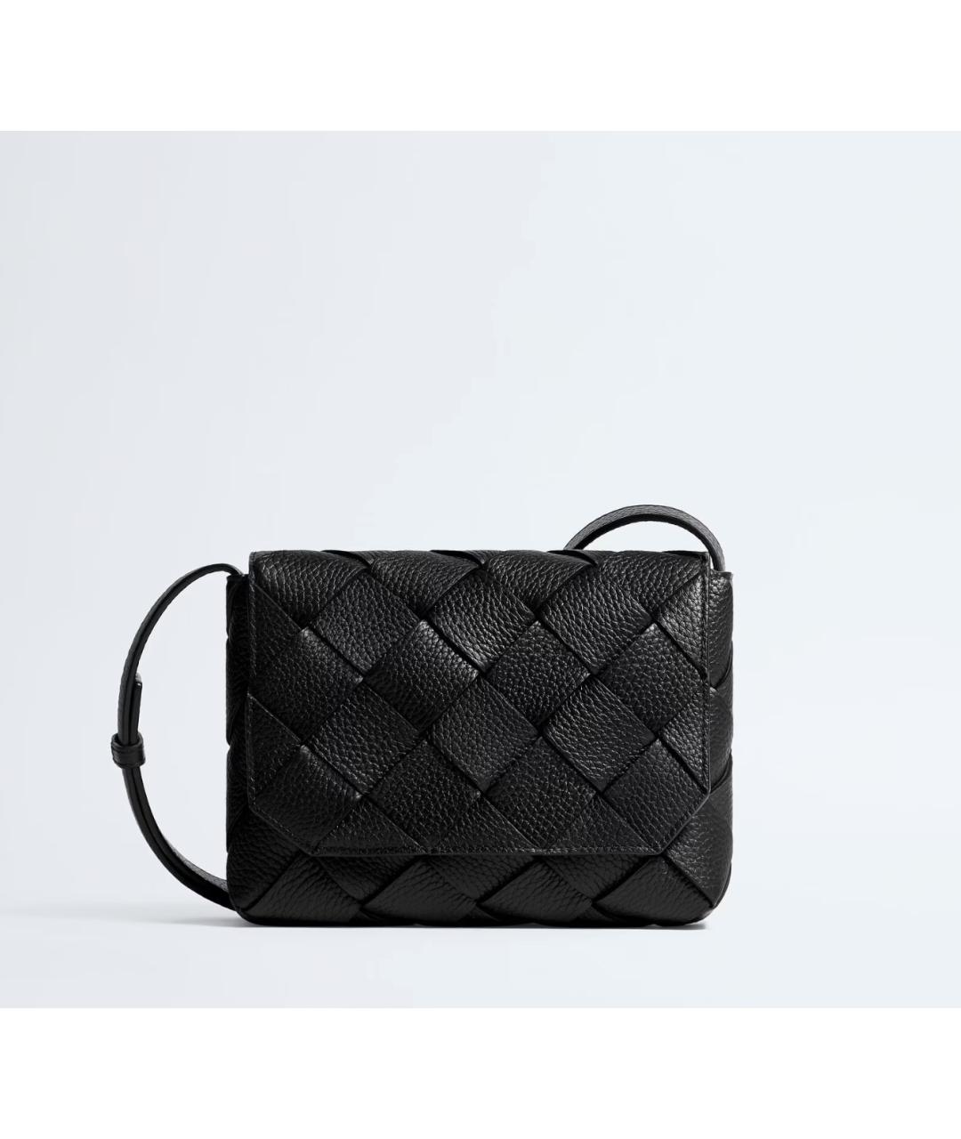 BOTTEGA VENETA Черная кожаная сумка на плечо, фото 4