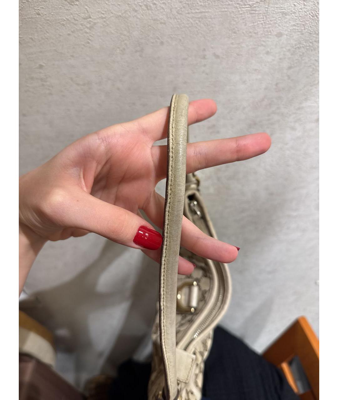 GUCCI Бежевая сумка с короткими ручками из канвы, фото 5