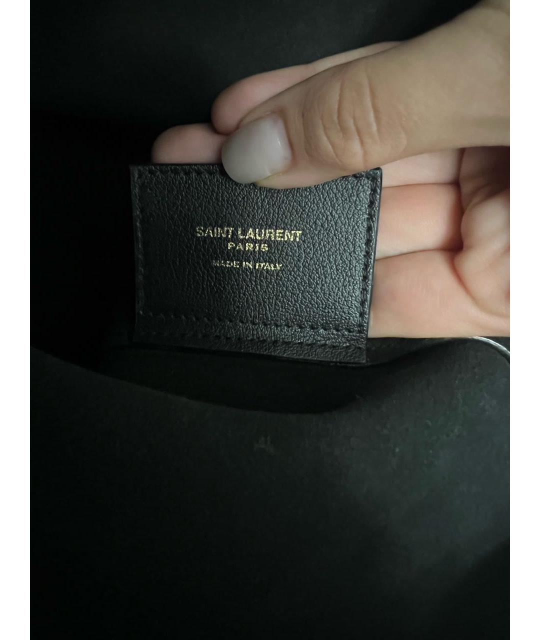 SAINT LAURENT Черная кожаная сумка тоут, фото 5