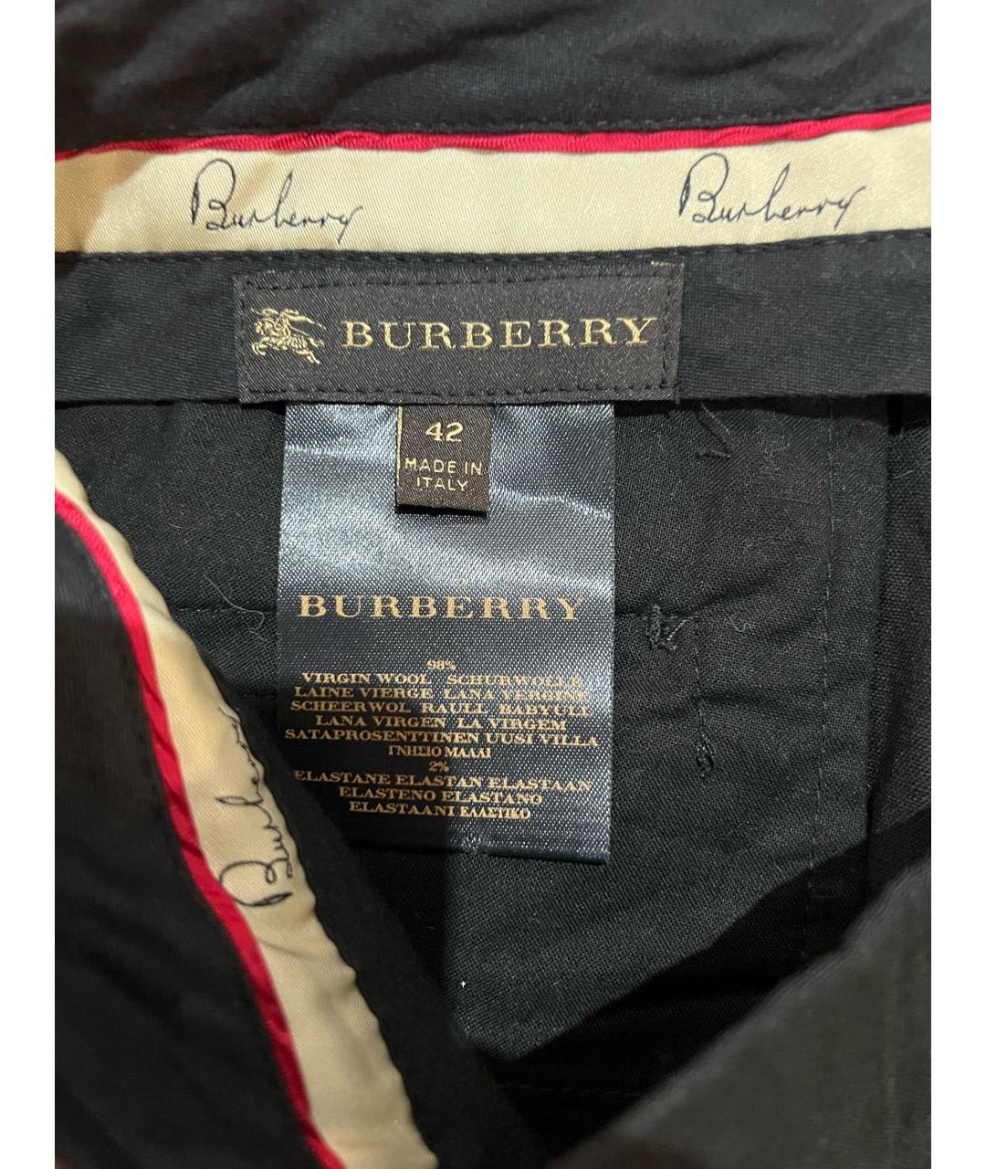 BURBERRY Черные шерстяные брюки широкие, фото 4