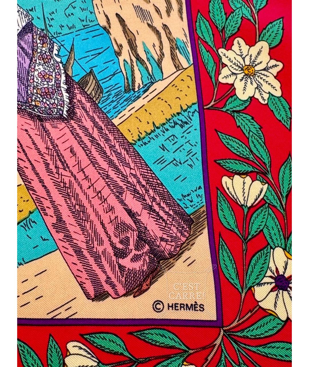 HERMES Фуксия шелковый шарф, фото 3