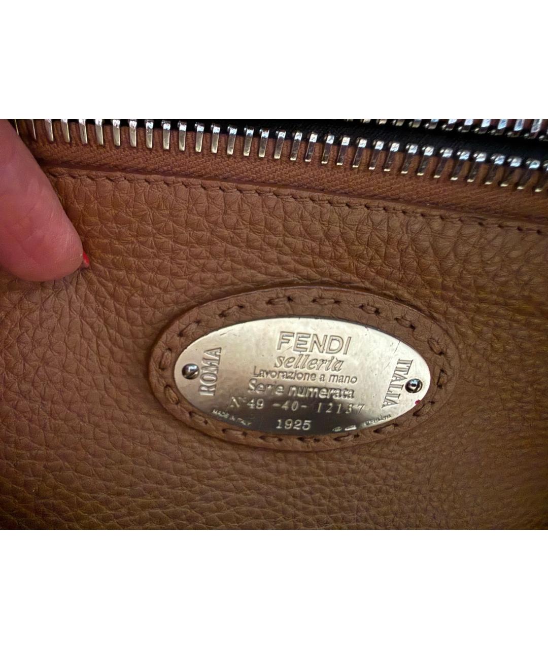 FENDI Черная кожаная сумка тоут, фото 3