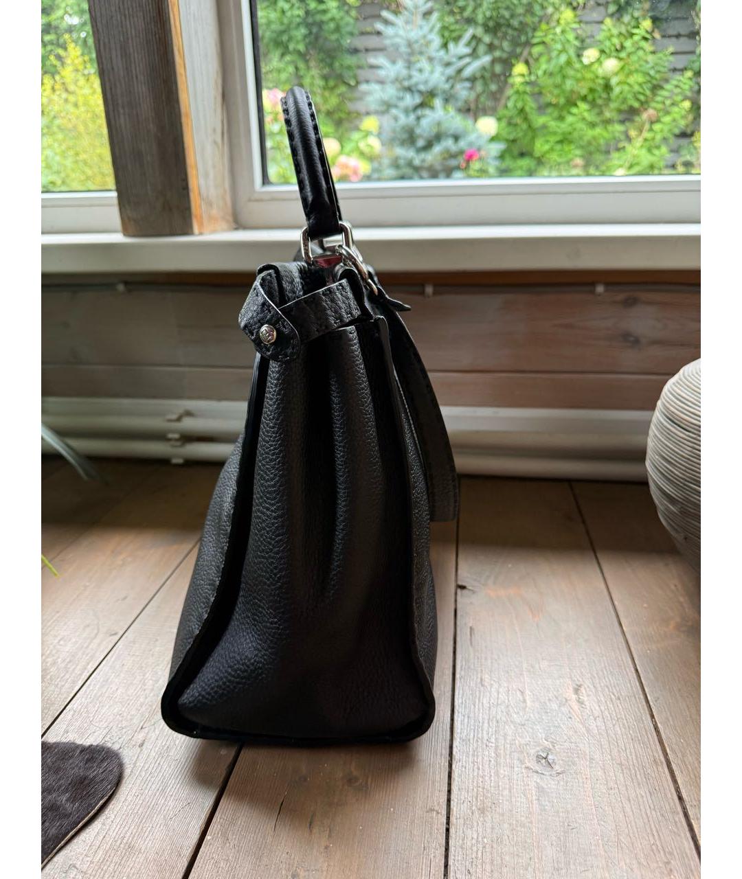 FENDI Черная кожаная сумка тоут, фото 4