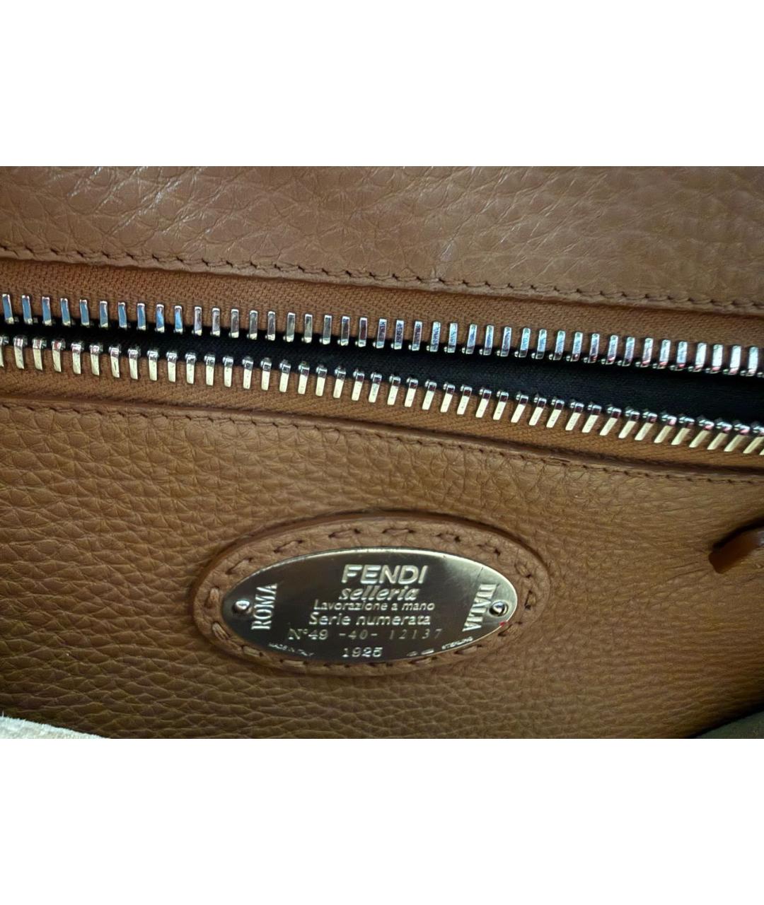 FENDI Черная кожаная сумка тоут, фото 6