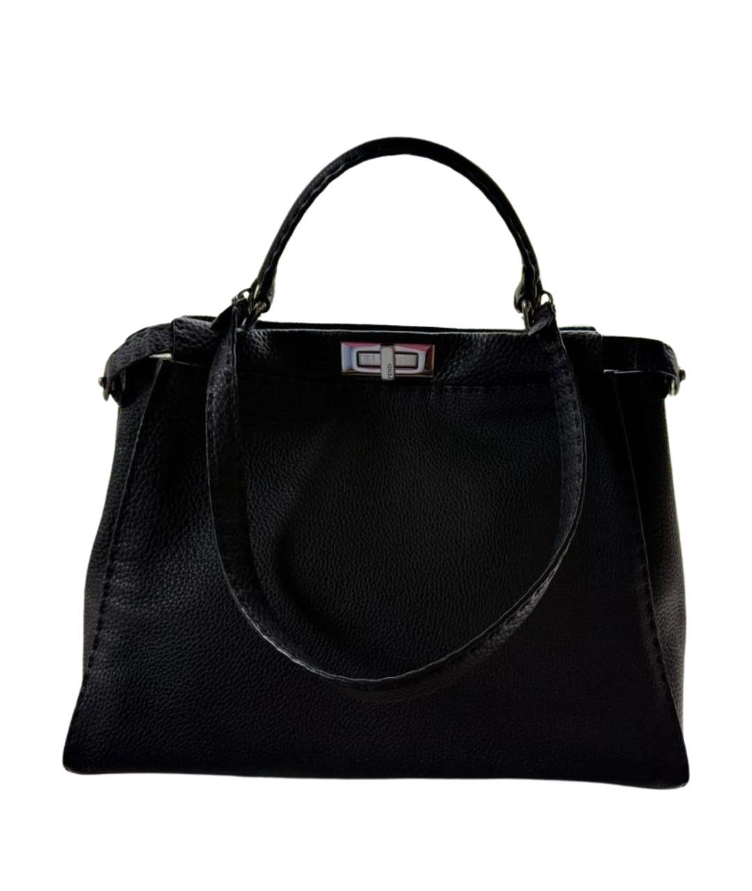 FENDI Черная кожаная сумка тоут, фото 1