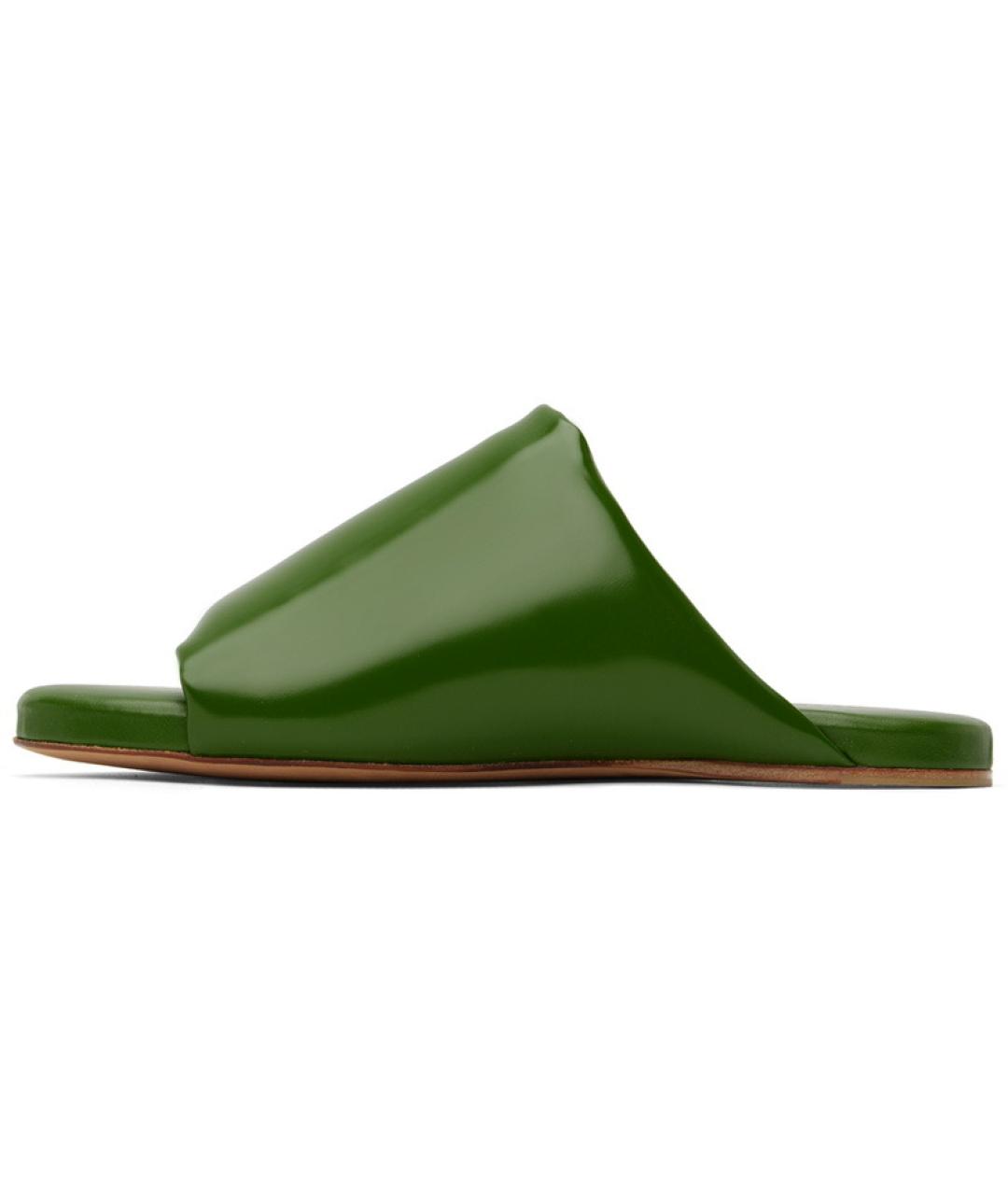 BOTTEGA VENETA Зеленые кожаные шлепанцы, фото 4