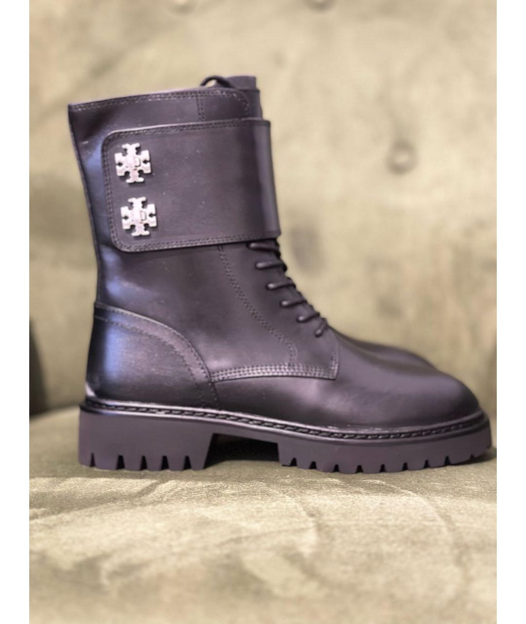 TORY BURCH Черные кожаные ботинки, фото 9