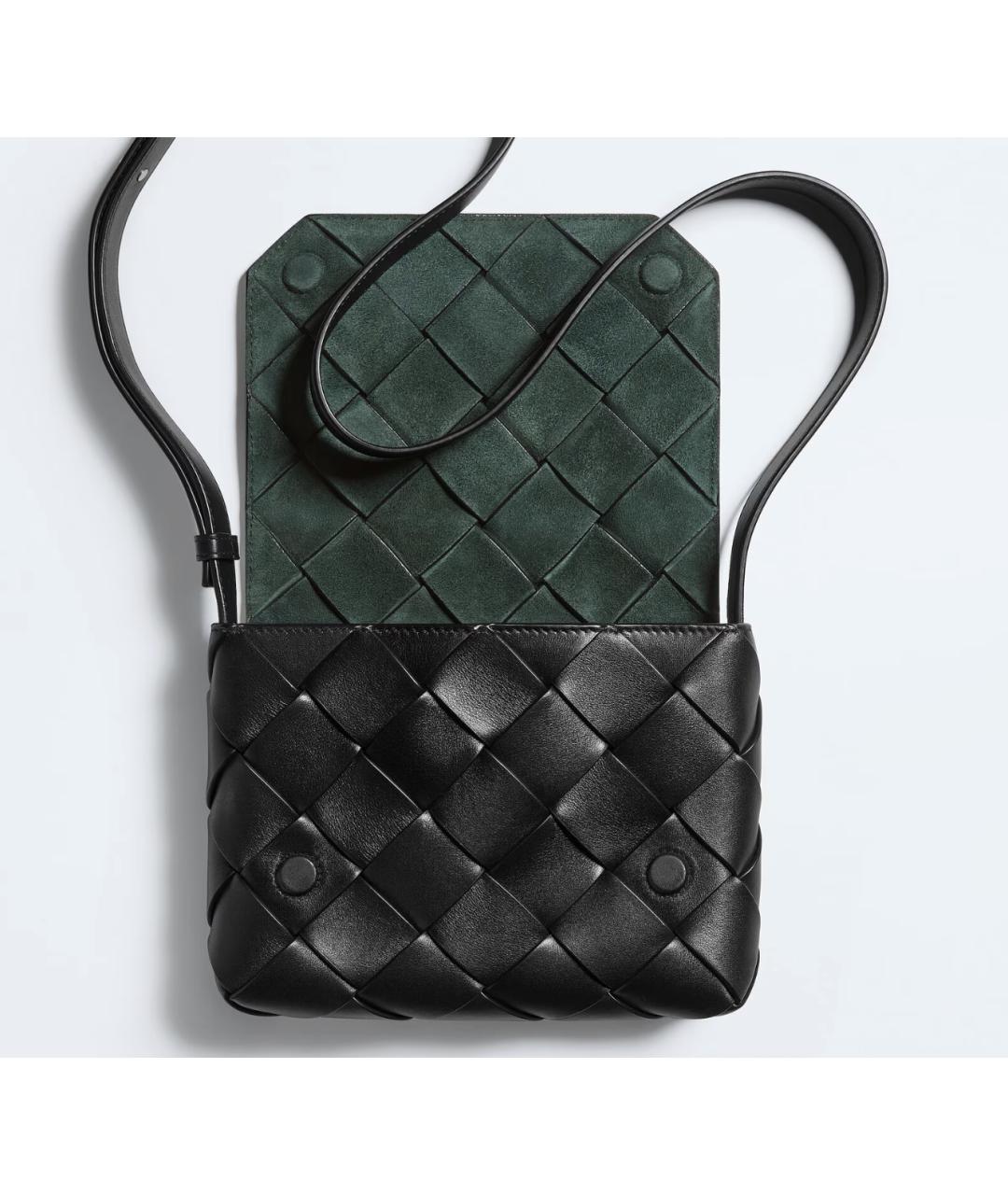 BOTTEGA VENETA Черная кожаная сумка на плечо, фото 3