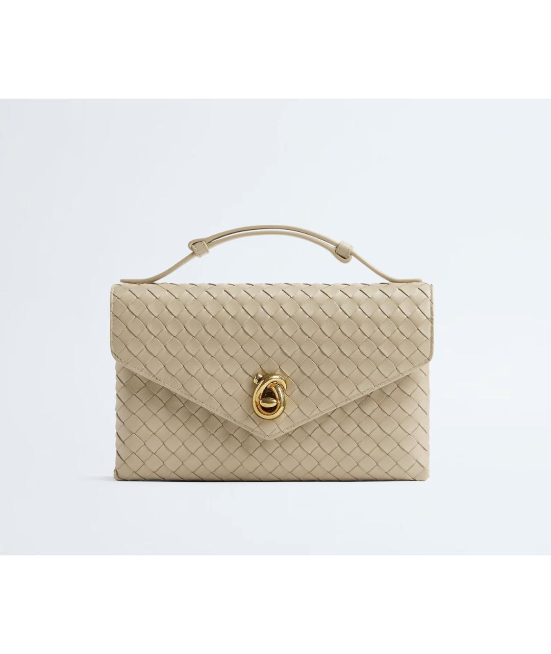 BOTTEGA VENETA Бежевая кожаная сумка через плечо, фото 4