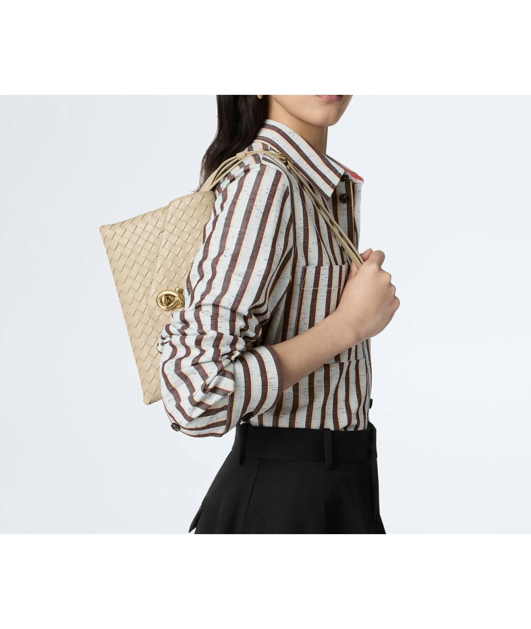 BOTTEGA VENETA Бежевая кожаная сумка через плечо, фото 2