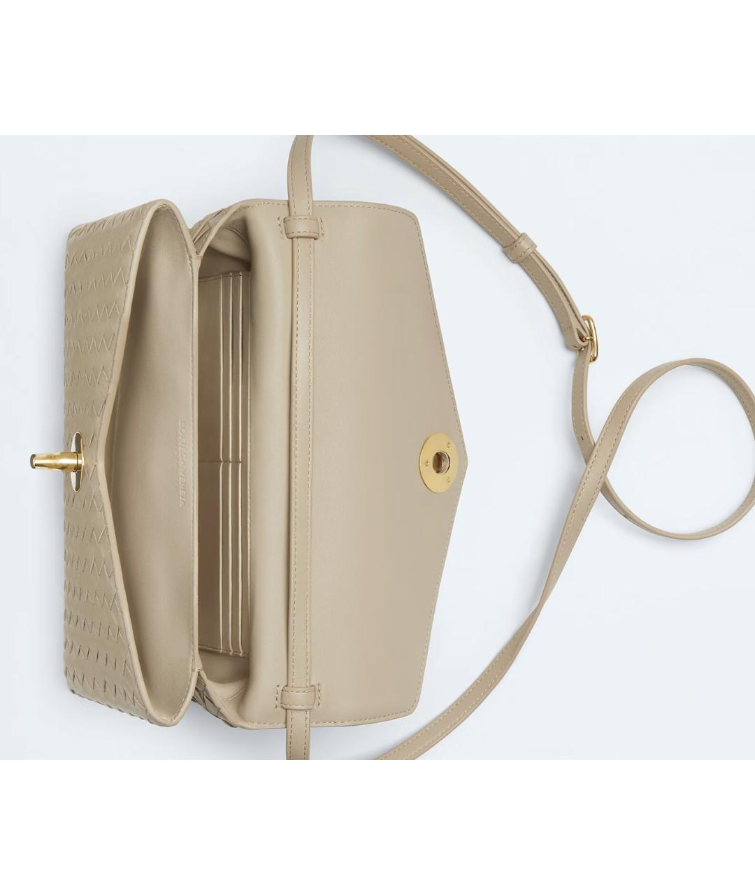 BOTTEGA VENETA Бежевая кожаная сумка через плечо, фото 3