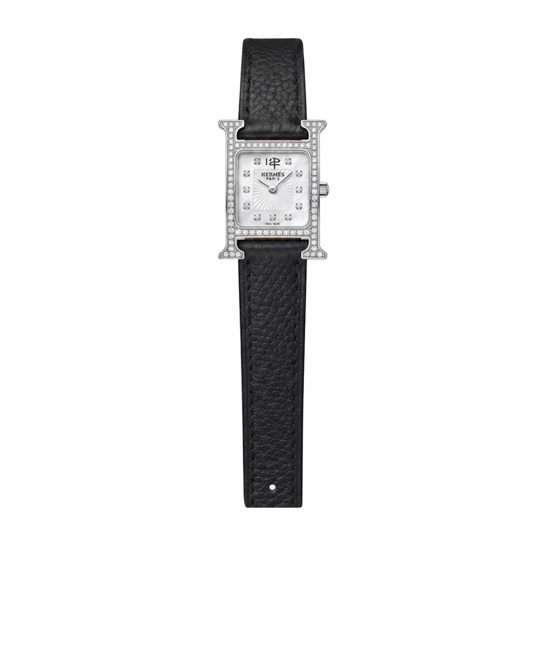 HERMES Серебряные кожаные часы, фото 1
