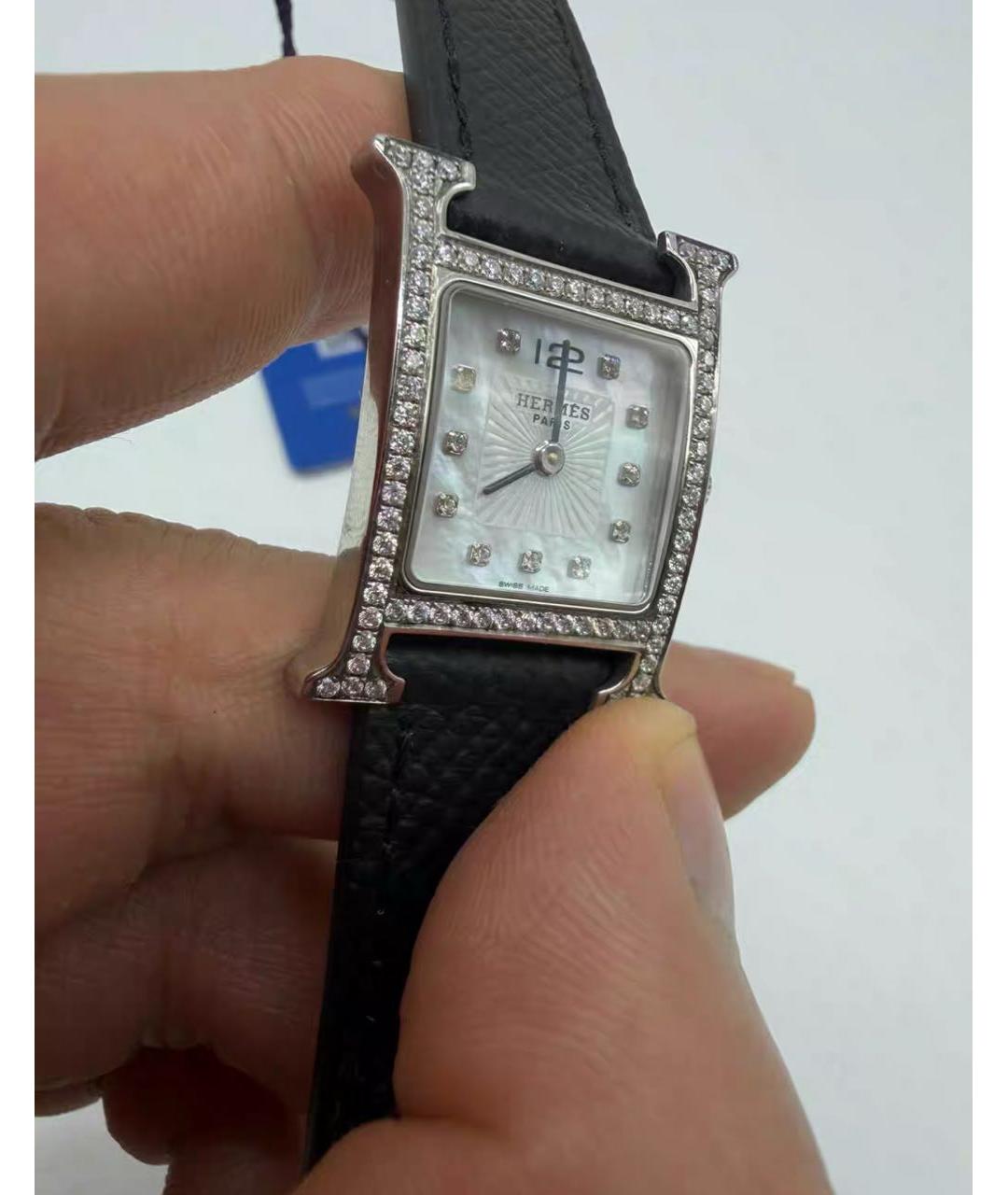 HERMES Серебряные кожаные часы, фото 5
