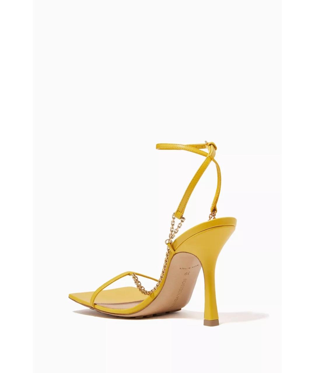 BOTTEGA VENETA Желтые кожаные босоножки, фото 3