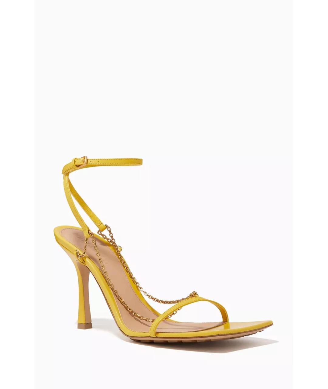 BOTTEGA VENETA Желтые кожаные босоножки, фото 2