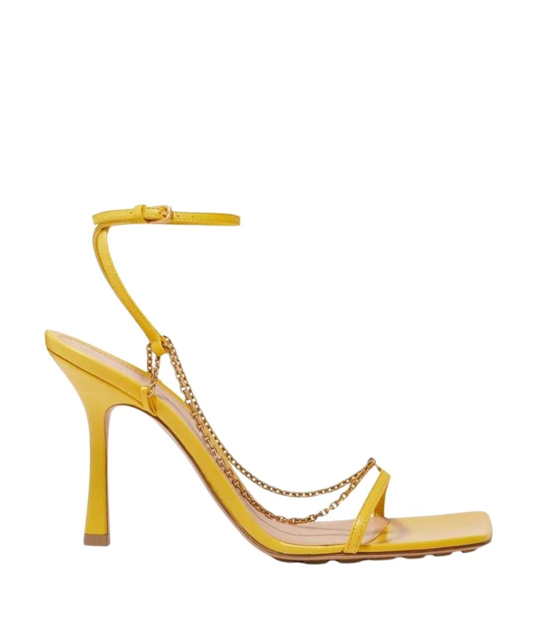 BOTTEGA VENETA Желтые кожаные босоножки, фото 1