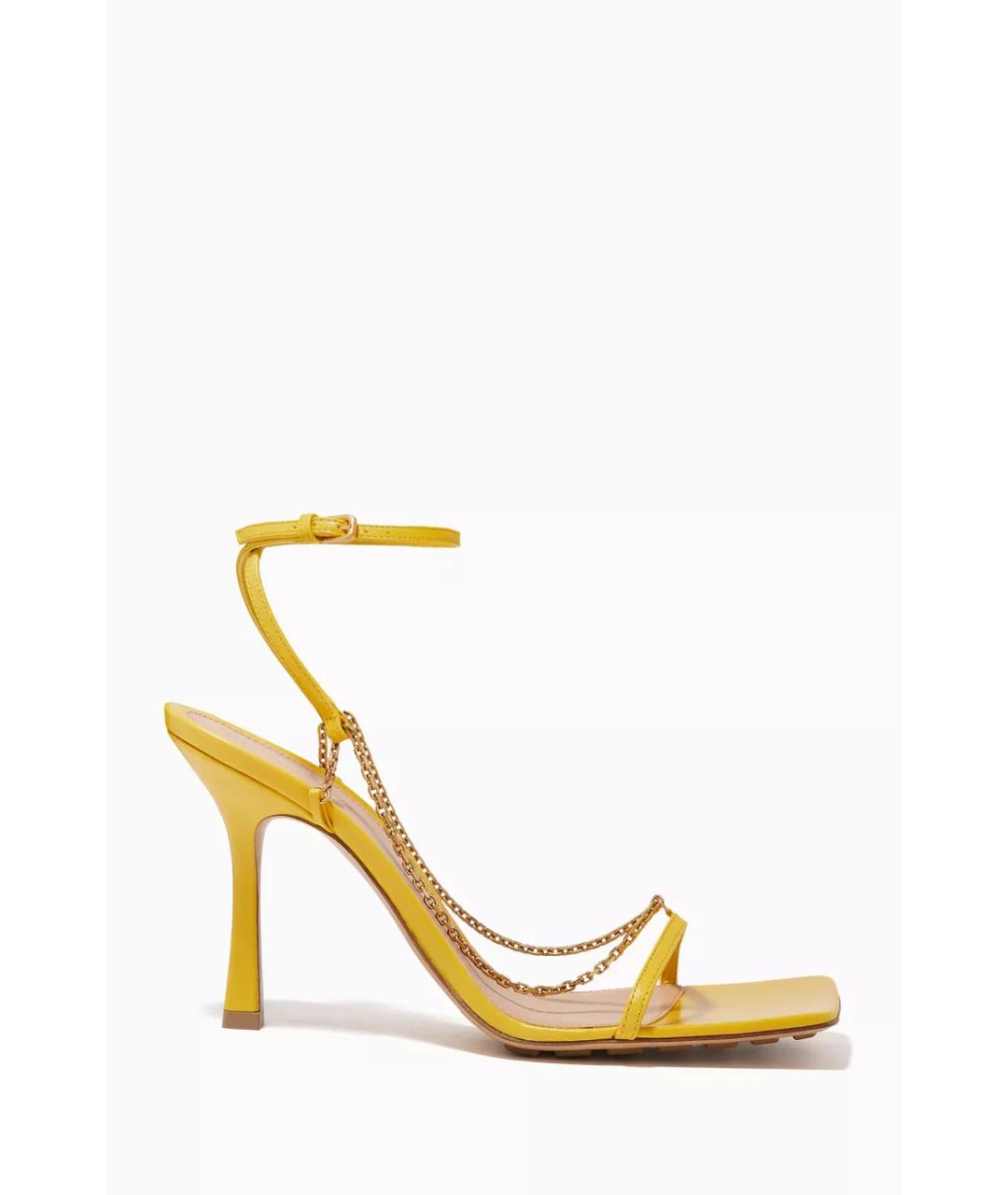 BOTTEGA VENETA Желтые кожаные босоножки, фото 5