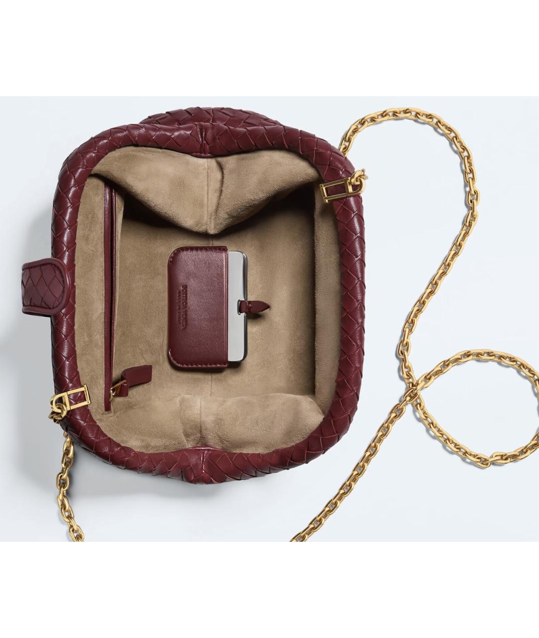 BOTTEGA VENETA Бордовая кожаная сумка через плечо, фото 3