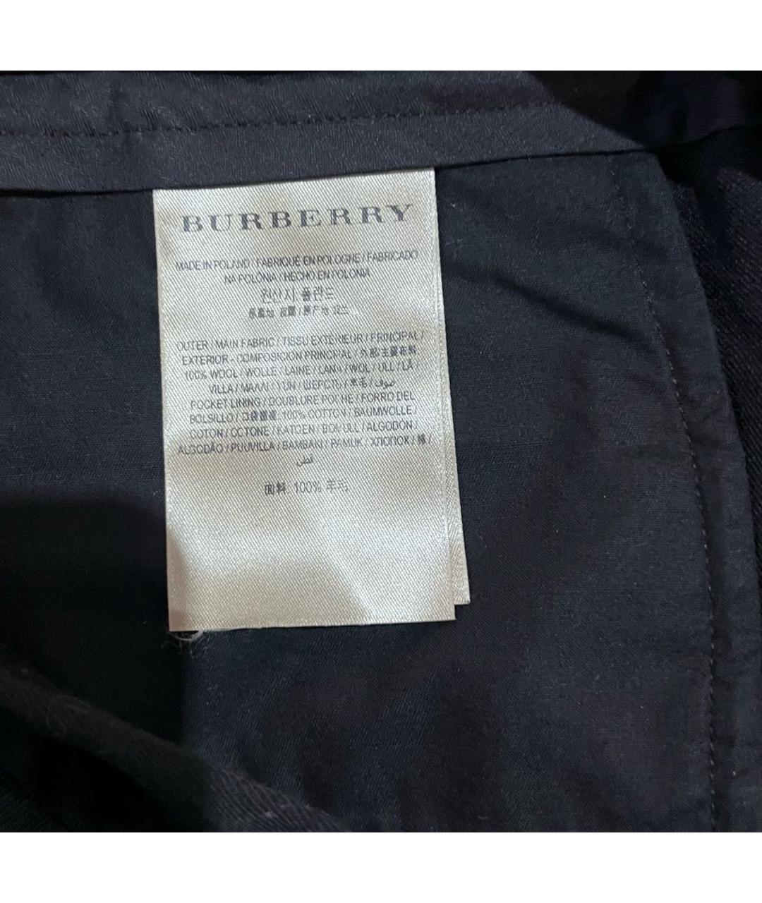 BURBERRY Черные шерстяные брюки узкие, фото 5