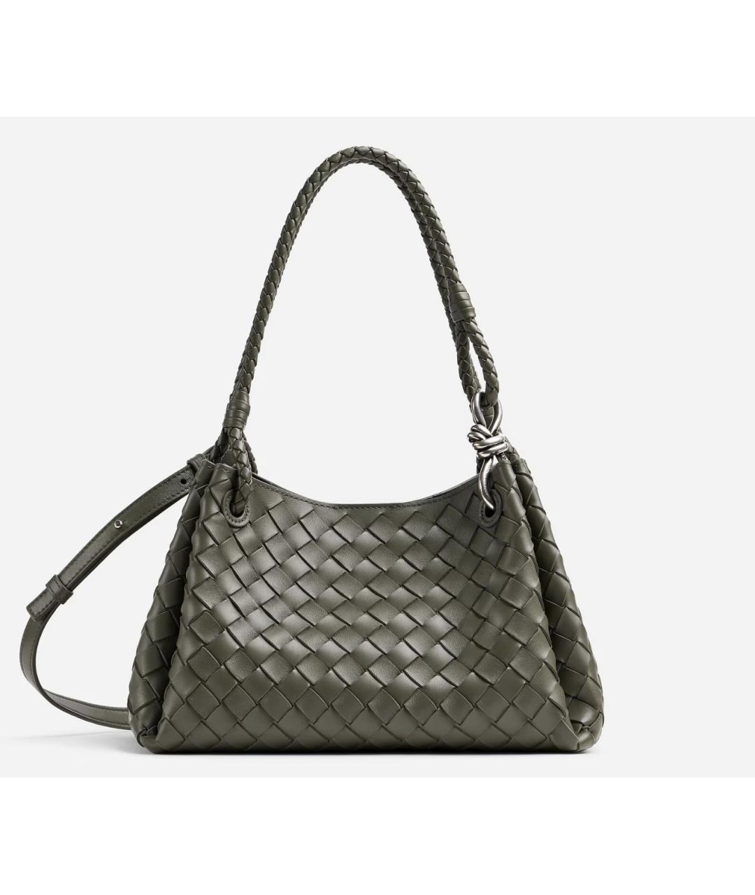 BOTTEGA VENETA Хаки кожаная сумка тоут, фото 4
